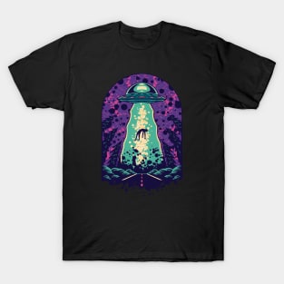 Colorful UFO Abduction // Beam Up Alien T-Shirt
